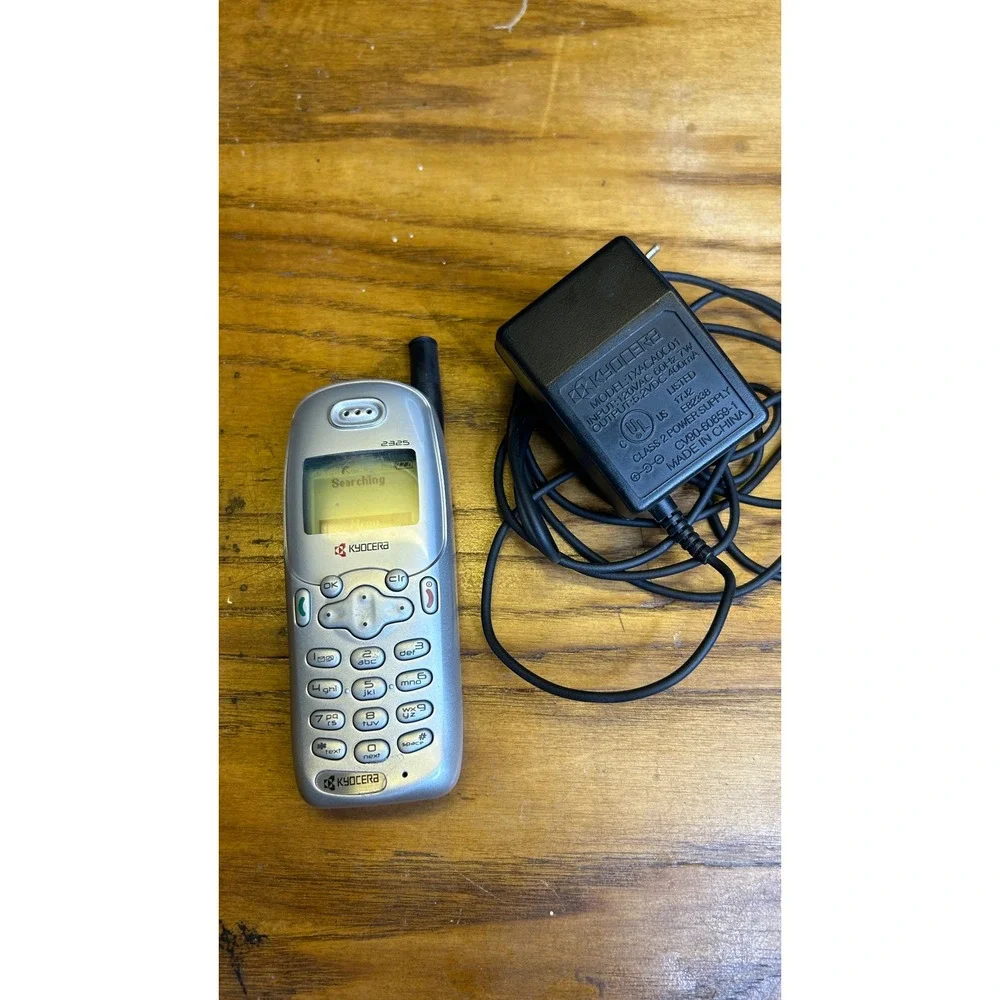 Y2K Kyocera 2325 Cell Phone Silver Black Vintage Candy Bar Mobile with Charger